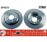 2x TRW Disque de frein Arrière pour BMW 3 Berline (E46) 3 Coupé (E46) 320mm