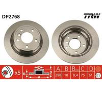2x TRW Disque de frein Arrière pour BMW 5 Berline (E39) 298mm DF2768