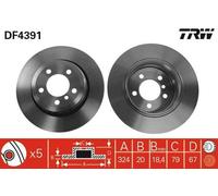 2x TRW Disque de frein Arrière pour BMW 7 (E65, E66, E67) 324mm DF4391