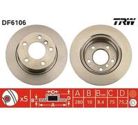 2x TRW Disque de frein Arrière pour BMW Z4 Roadster (E85) 280mm DF6106