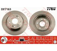 2x TRW Disque de frein Arrière pour HONDA FR-V (BE) STREAM (RN) 282mm DF7163