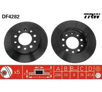 2x TRW Disque de frein Arrière pour HYUNDAI COUPE (GK) 258mm DF4282