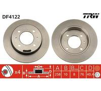 2x TRW Disque de frein Arrière pour HYUNDAI ELANTRA (XD) 258mm DF4122