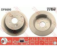 2x TRW Disque de frein Arrière pour HYUNDAI SANTA FÉ II (CM) 302mm DF6690
