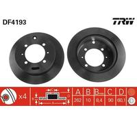 2x TRW Disque de frein Arrière pour HYUNDAI Santamo II (UF) pour KIA JOICE 262mm