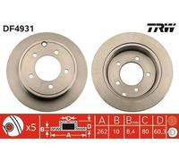 2x TRW Disque de frein Arrière pour JEEP COMPASS (MK49) pour DODGE AVENGER 262mm