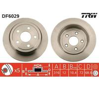 2x TRW Disque de frein Arrière pour JEEP WRANGLER III (JK) 316mm DF6029