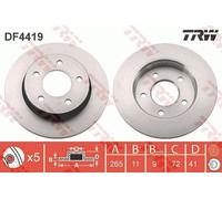 2x TRW Disque de frein Arrière pour MAZDA 3 (BL) 3 (BK) 5 (CR19) 265mm DF4419
