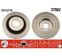2x TRW Disque de frein Arrière pour MAZDA 323 F VI (BJ) 261mm DF4278