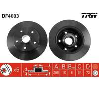 2x TRW Disque de frein Arrière pour MAZDA 626 III Station Wagon (GV) 258mm