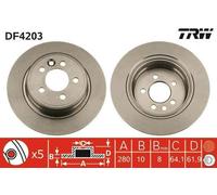2x TRW Disque de frein Arrière pour MG ZT-T Break 280mm DF4203