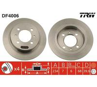 2x TRW Disque de frein Arrière pour NISSAN Sunny III 3/5 portes (N14) 234mm