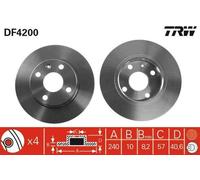 2x TRW Disque de frein Arrière pour OPEL Corsa C 3/5 portes (X01) Combo C Tour