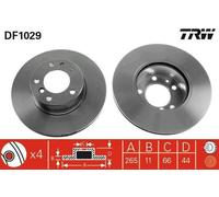 2x TRW Disque de frein Arrière pour RENAULT Laguna I 5 portes (B56, 556) 265mm