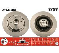 2x TRW Disque de frein Arrière pour RENAULT Scénic II (JM) 274mm DF4272BS