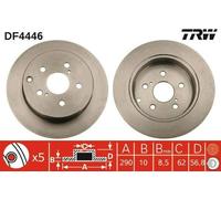 2x TRW Disque de frein Arrière pour TOYOTA COROLLA Verso (ZER, ZZE12, R1) 290mm