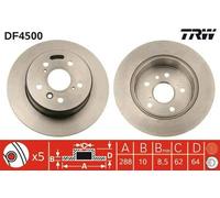2x TRW Disque de frein Arrière pour TOYOTA Highlander I (XU20) 288mm DF4500