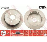2x TRW Disque de frein Arrière pour TOYOTA Highlander I (XU20) 288mm DF7257