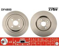 2x TRW Disque de frein Arrière pour TOYOTA Yaris 3/5 portes (P9) 278mm DF4800
