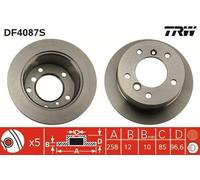 2x TRW Disque de frein Arrière pour VW LT 28-46 II Van (2DA, 2DD, 2DH) 258mm