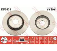 2x TRW Disque de frein Avant convient pour MERCEDES-BENZ Classe A (W176) 320mm