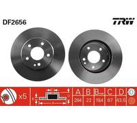 2x TRW Disque de frein Avant convient pour MERCEDES-BENZ Classe C Berline (W202)