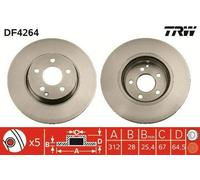 2x TRW Disque de frein Avant convient pour MERCEDES-BENZ Classe E Berline (W211)