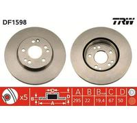 2x TRW Disque de frein Avant convient pour MERCEDES-BENZ W124 Berline (W124)