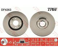 2x TRW Disque de frein Avant convient pour PEUGEOT 207 3/5 portes (WA, WC) 302mm