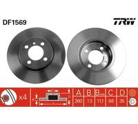 2x TRW Disque de frein Avant pour BMW 3 Berline (E30) 3 Cabriolet (E30) 260mm