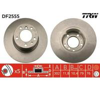 2x TRW Disque de frein Avant pour BMW 5 Berline (E34) 302mm DF2555