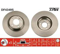 2x TRW Disque de frein Avant pour BMW 7 (E65, E66, E67) 348mm DF4349S