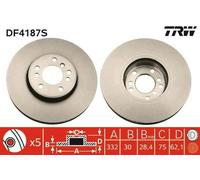 2x TRW Disque de frein Avant pour BMW X3 (E83) X5 (E53) 332mm DF4187S