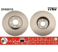 2x TRW Disque de frein Avant pour BMW X5 (E53) 356mm DF6001S