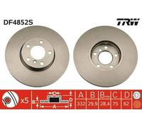 2x TRW Disque de frein Avant pour BMW X5 (E70) X5 (F15, F85) X6 (E71, E72) 332mm