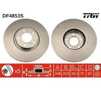 2x TRW Disque de frein Avant pour BMW X5 (E70) X5 (F15, F85) X6 (E71, E72) 348mm
