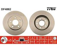 2x TRW Disque de frein Avant pour CHRYSLER VOYAGER IV (RG, RS) 257mm DF4882