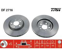 2x TRW Disque de frein Avant pour FIAT Scudo I Van (220) Scudo I Break (220)