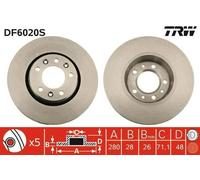2x TRW Disque de frein Avant pour FIAT Scudo II (270, 272) 280mm DF6020S