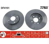 2x TRW Disque de frein Avant pour HONDA Accord VI Berline (CK, CG, CH, CF8)