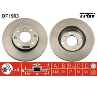 2x TRW Disque de frein Avant pour HONDA CIVIC V Hatchback (EG) 242mm DF1963