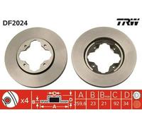 2x TRW Disque de frein Avant pour HONDA CIVIC VI Hatchback (EJ, EK) 259mm DF2024