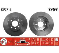 2x TRW Disque de frein Avant pour HONDA Concerto 3/5 portes (HW, MA) 262mm