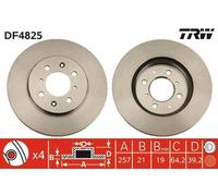 2x TRW Disque de frein Avant pour HONDA Jazz II 3/5 portes (GD, GE3, GE2) 258mm