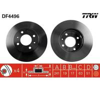 2x TRW Disque de frein Avant pour HYUNDAI ACCENT II A trois volumes (LC) 241mm