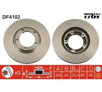 2x TRW Disque de frein Avant pour HYUNDAI H-1 / Starex MPV (A1) 254mm DF4102