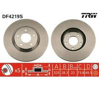2x TRW Disque de frein Avant pour JAGUAR XK 8 Cabriolet (X100) 325mm DF4219S