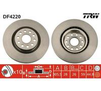 2x TRW Disque de frein Avant pour LANCIA THESIS (841AX) 306mm DF4220