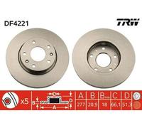 2x TRW Disque de frein Avant pour LAND ROVER Freelander SUV (L314) 277mm DF4221