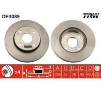 2x TRW Disque de frein Avant pour MAZDA 323 C IV (BG) 235mm DF3089